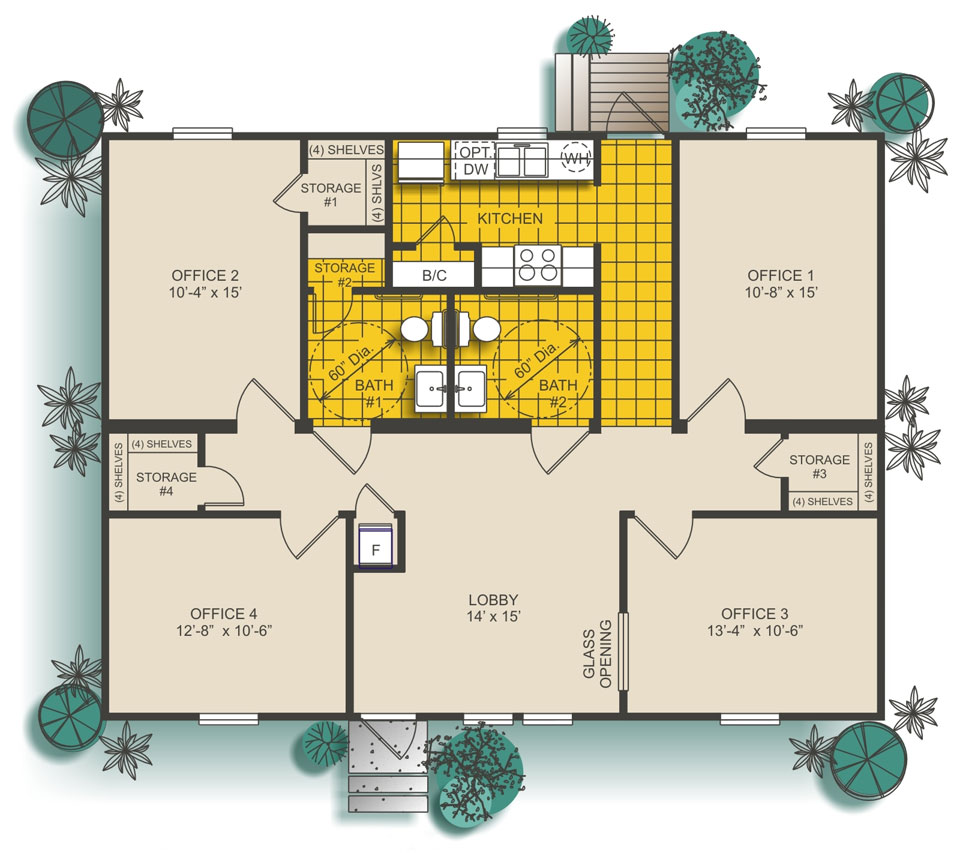 1200 sq. ft. office building