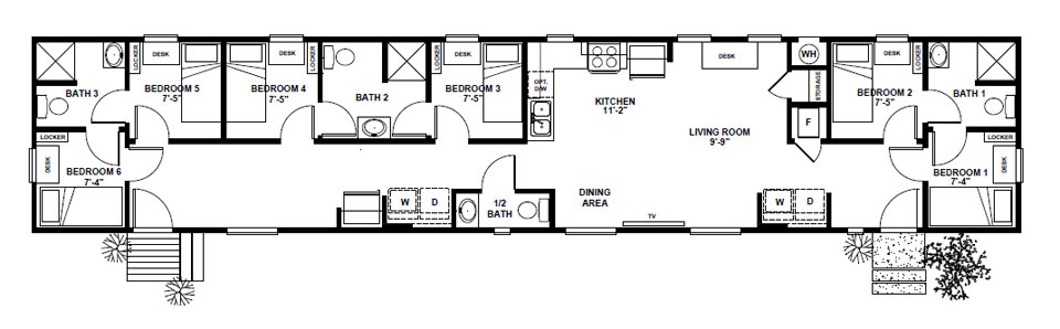 1140 sq. ft. 6 Bedroom Bunkhouse